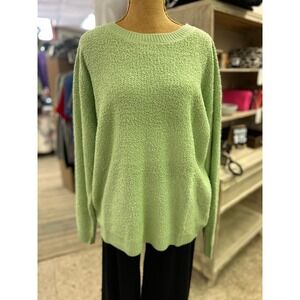 Vine & Love Womens Teddy Knit Crewneck Sweater Lt Green Long Sleeve NEW Size M